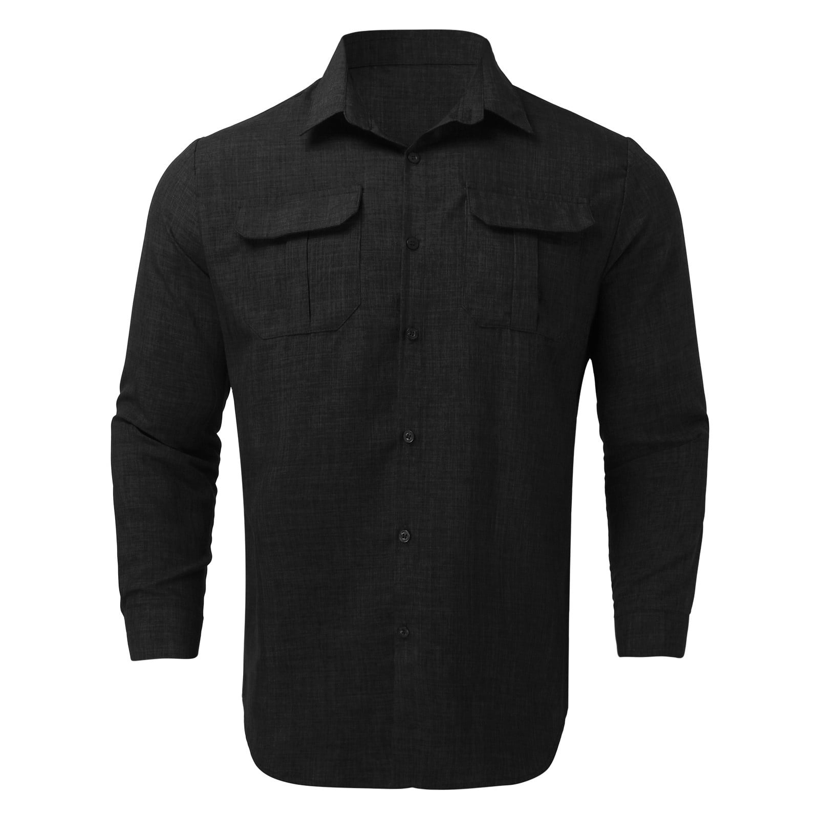 KaLI_store Mens Flannel Shirts Long Sleeve,Men's Cotton Linen Casual