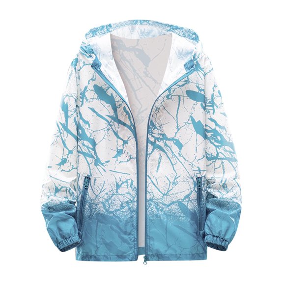 KaLI_store Mens Lightweight Jacket Men's Lightweight Cotton Jacket Stand Collar Coat Light Blue,XXL
