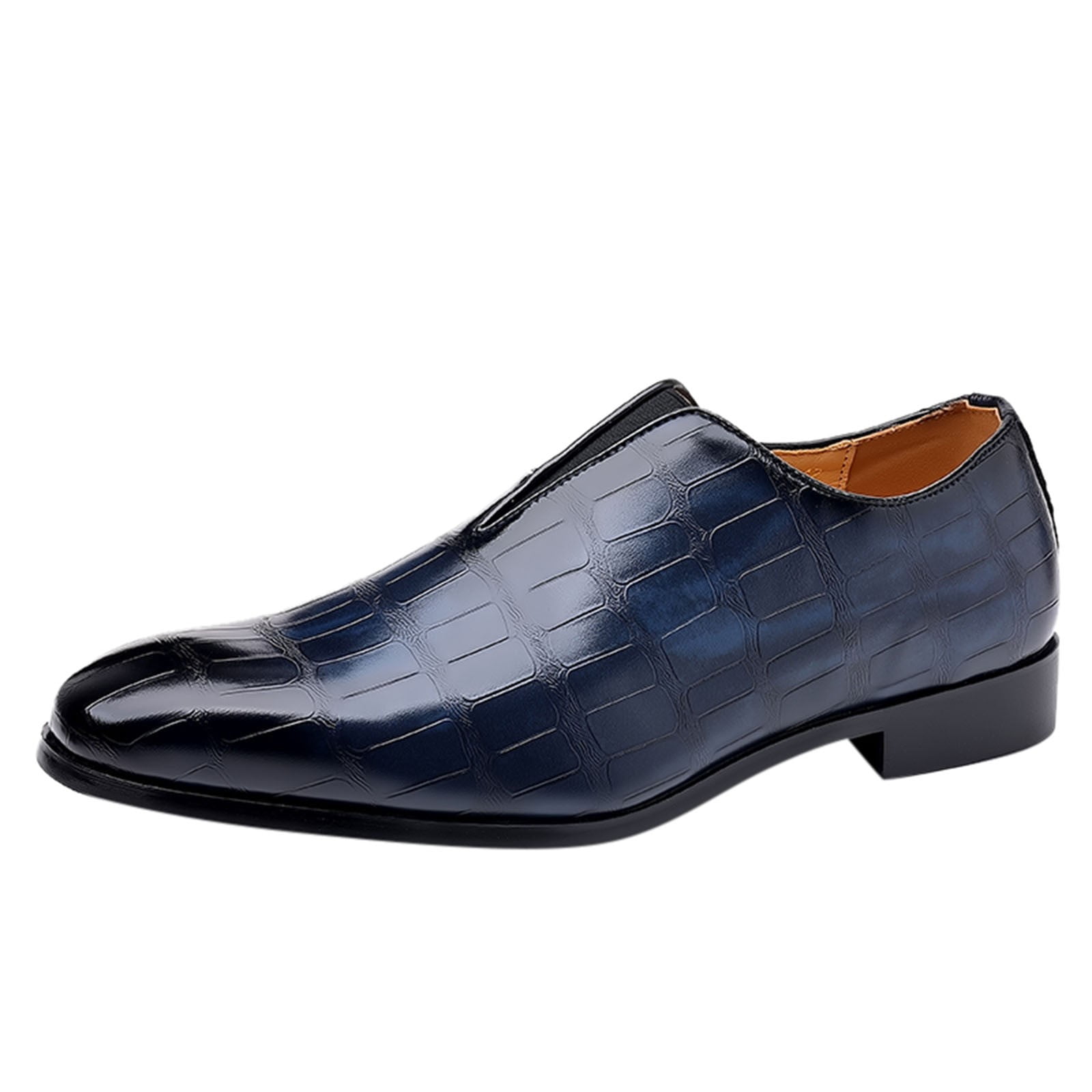 KaLI_store Mens Shoes Leather Shoes Comfort Business Casual Style Office  Loafers Flats,Blue
