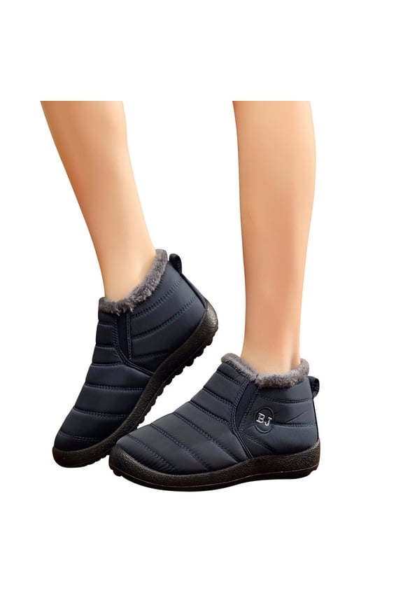 Mens Slip On Shoes Mens Snow Boots Warm Lining Winter Ski Shoes Booties Blue,11.5