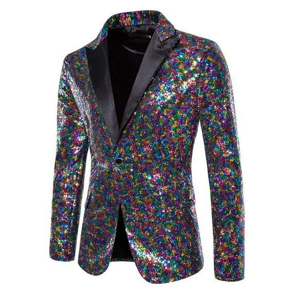 KaLI_store Mens Sports Blazer Mens Blazer Jacket Slim Fit Casual Two Button Solid Suit Jacket Purple,S