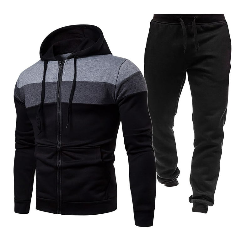 Winter Tracksuits for Men 2 Piece Fleece Lined Full Zip Jackets and Joggers  Sports Set Slim Casual Warm Hooded Sweatsuits, F# Black, Medium :  : Clothing, Shoes & Accessories