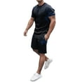 thumbnail image 1 of KaLI_store Mens Suits Slim Fit Mens Short Sets 2 Piece Outfits Fashion Summer Tracksuits Casual Set Black,XXL, 1 of 4