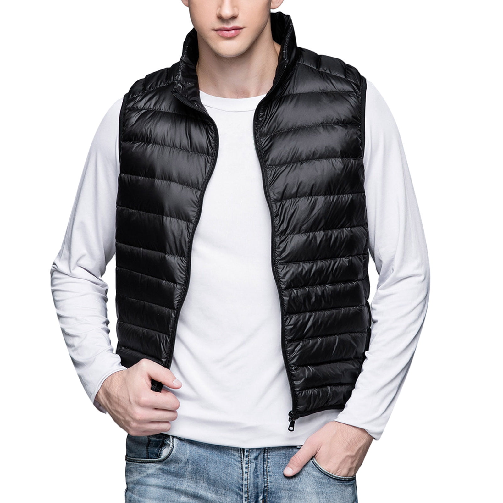 KaLI_store Mens Vests Fashion Men's Lightweight Water Resistant Hooded