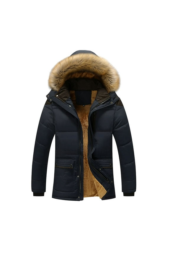 Mens Winter Parkas Men Winter Warm Coat Jacket Outwear Men's Snow Parka Hooded Jacke Coat Dark Blue,4XL