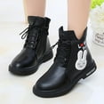 thumbnail image 1 of KaLI_store Pairs Kids Girls Fashion Winter Warm Snow Boots Low Calf Outdoor Combat Boots Black,12, 1 of 4