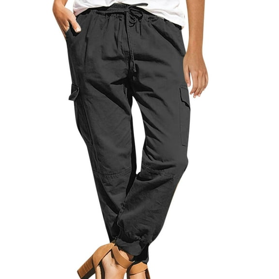 KaLI_store Parachute Pants,Women's Solid Casual Comfy Stretchy Wide Leg Palazzo Pants