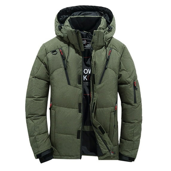 KaLI_store Parka Men Jacket Men's Puffer Coats Recycled Winter Parka Coats Winter Puffer Jacket Army Green,3XL