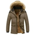 thumbnail image 1 of KaLI_store Parkas Man Jacket for Men Winter Front Zip Parka Jackets Long Sleeve Overcoats Hooded Coat Coffee,3XL, 1 of 5