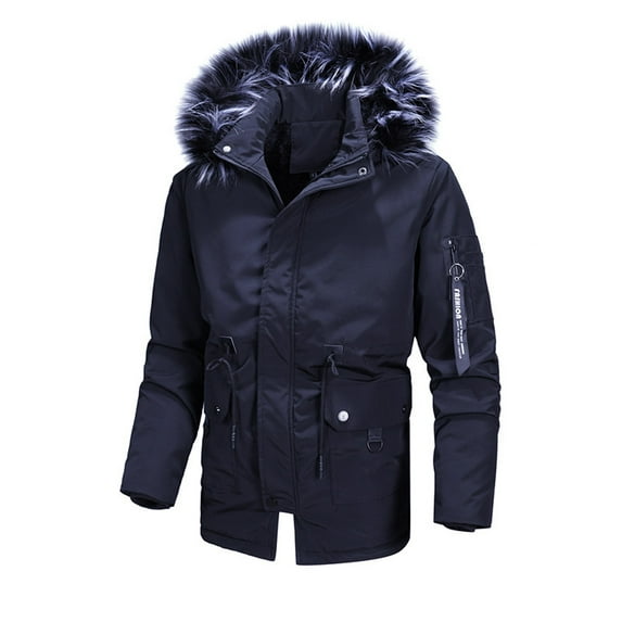 KaLI_store Parkas for Men Men's Puffer Coats Recycled Winter Parka Coats Winter Puffer Jacket Dark Blue,XXL