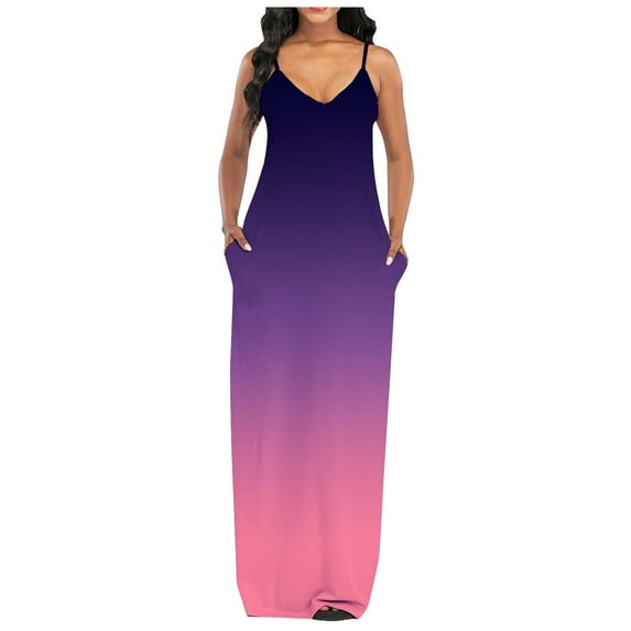 KaLI_store Plus Size Maxi Dress for Women Women's Summer Dress Mini Dress Solid Loose Short Flowy Dress Purple,S