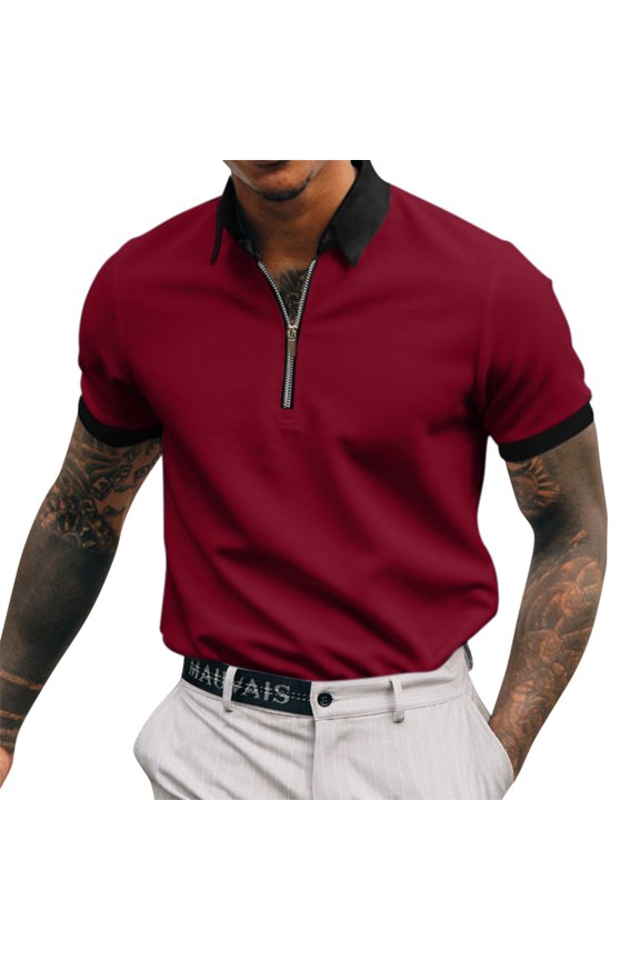 Polo Shirts for Men Mens Polo Shirt Short Sleeve Classic Elastic Casual T-Shirt Breathable Golf Tennis Activewear Polo ,L