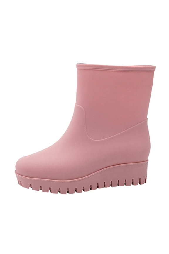 Rain Boots for Women Women's Inner High Antiskid Wedges Rain Boots,Pink