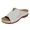 thumbnail image 1 of KaLI_store Sandals for Women Summer Wedge Sandals Flat Shoes Solid Comfortable Sandal,White, 1 of 4