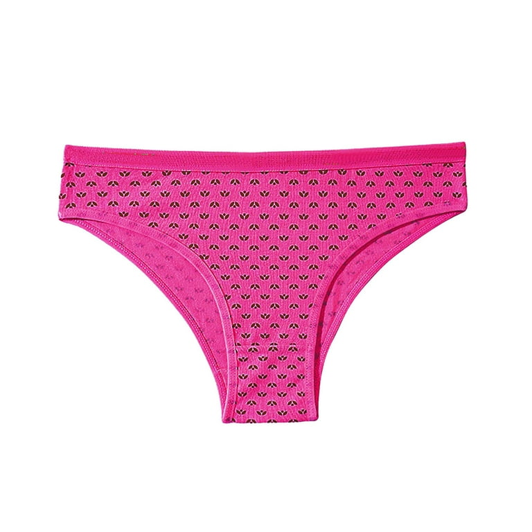 KaLI_store Seamless Panties for Women Womens Cotton Underwear Stretch  Bikini Panties Low Rise Hipster Ladies Soft Briefs Hot Pink,M
