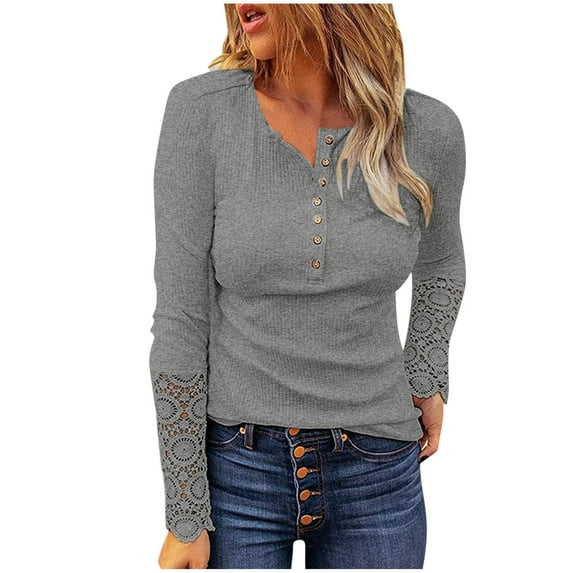 KaLI_store Shirts for Women Womens Button Down Blouses Casual Peplum Summer Tops Dressy Chiffon Work Blouse Grey,XXL
