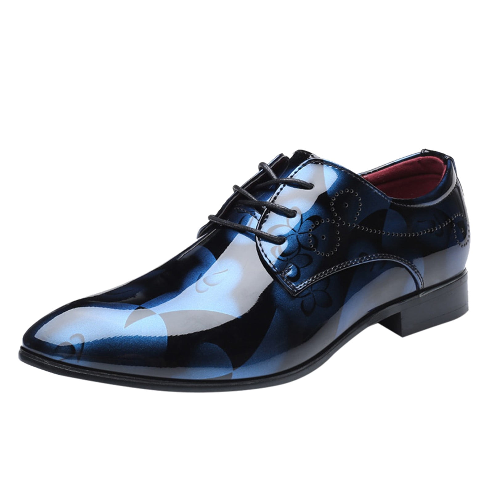 KaLI_store Shoes for Men Men's Dress Shoes Leather Classic Formal Mens  Oxfords Retro Derby Oxford,Blue