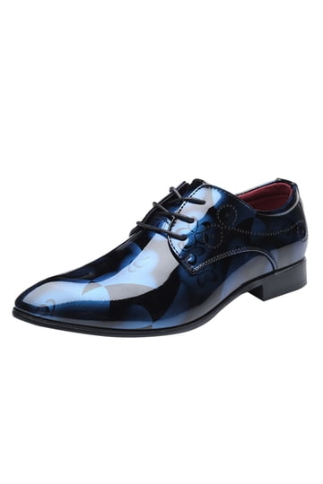 knee length dresses for ladies Carrucci Mens Navy Blue Lace-up Oxford Leather Dress Shoes With Lug So   The Suit Depot