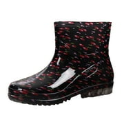 KALI_STORE Shoes for Women Women's Tall Rain Boots Garden Boots Waterproof Rubber Boots,Hot Pink