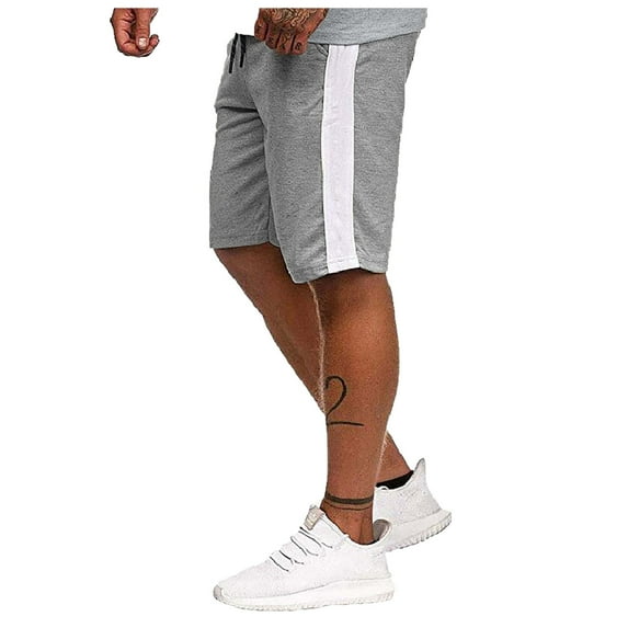 KaLI_store Shorts Men Men's Inseam Shorts Men Running Short Shorts with Liner Workout Shorts Gym Shorts with Large Split Sides Grey,XXL