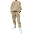 thumbnail image 1 of KaLI_store Slim Fit Suits for Men Men's Casual Tracksuits Set Long Sleeve Sets Pullover Hoodie and Sweatpants 2 Piece Outfit Khaki,M, 1 of 5