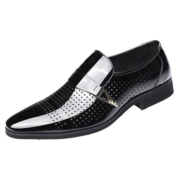 KaLI_store Slip on Shoes for Men Men Dress Shoe King Classic Oxford with Leather Lining - Wide Width Available,Black