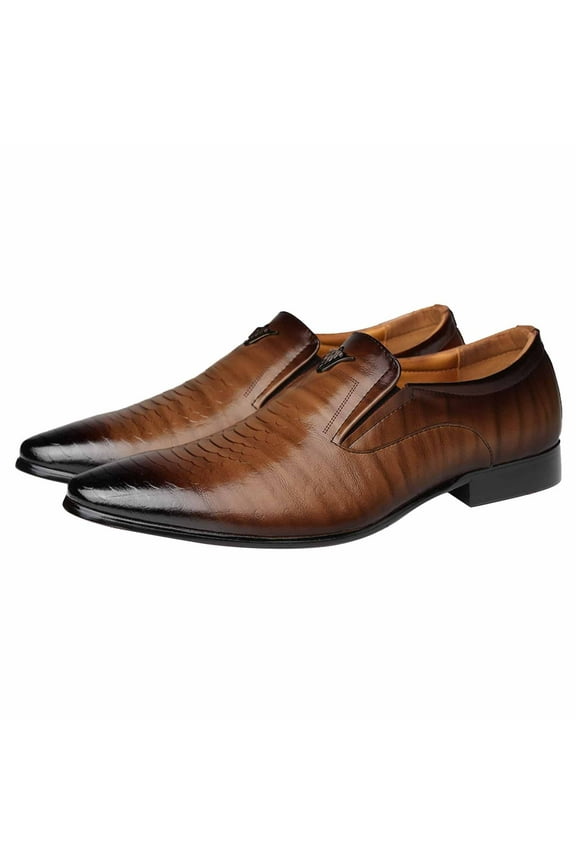 Slip on Shoes for Men Men Dress Shoe King Classic Oxford with Leather Lining - Wide Width Available,Brown