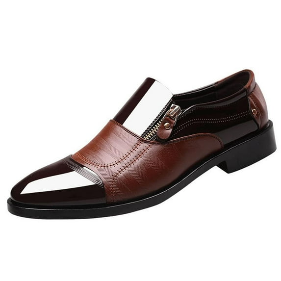 KaLI_store Slip on Shoes for Men Men's Dress Shoes Black Brown Cow Leather Oxfords Business Casual Shoes,Brown