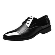 KaLI_store Slip on Shoes for Men Men's Dress Shoes Goodyear Welted Formal Dress Shoes for Men Brogue Calfskin Leather Lace Up Oxfords Shoes,Black