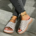 thumbnail image 1 of KaLI_store Slippers for Women Casual Wedges Slippers Non-slip Comfy Open Toe Slippers Beige,7, 1 of 4