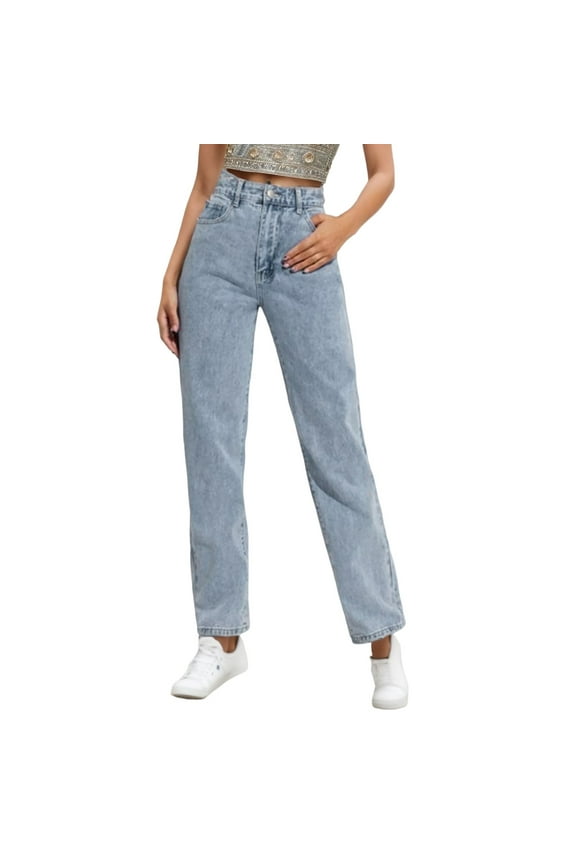 Stretchy Jeans for Women Jeans for Women Stretch Casual High Waisted Skinny Flap Pocket Shaping Jeans Light Blue,XXL