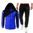 thumbnail image 1 of KaLI_store Suits for Men Fashion Men's 2 Piece Tracksuits Outfits-Long Sleeve Casual Zip Polo Sweatsuits Set For Men Blue,XXL, 1 of 4