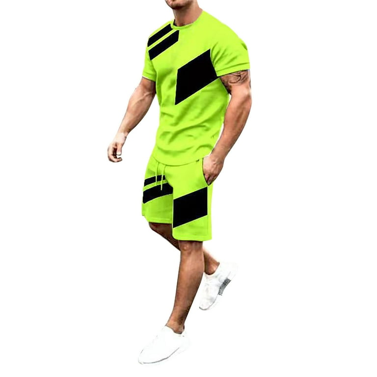 KaLI store Summer Outfits Mens Shorts Sets 2 Piece Outfits Shirt