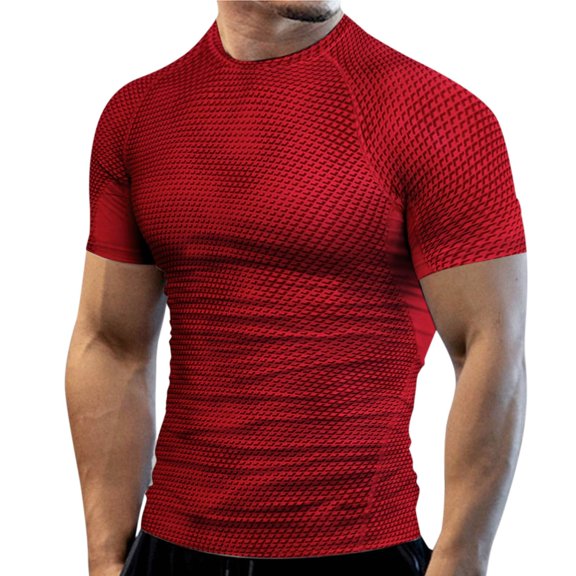 KaLI_store Summer Tops Men's T-Shirt, Crewneck Cotton Tee, Mid-Weight T-Shirt, Script Red,XXL