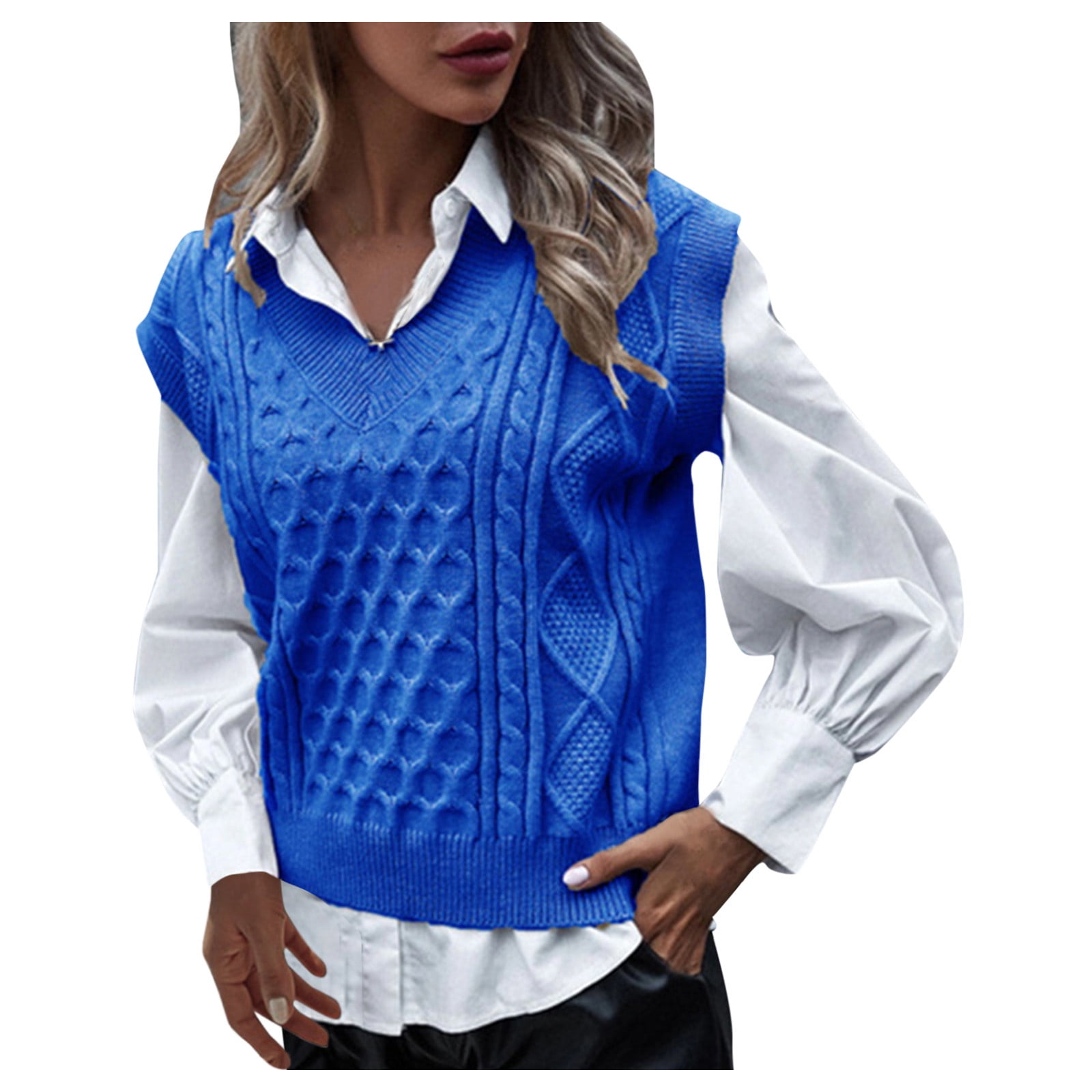 KaLI_store Sweater Vest Women Sweater Vest for Women V Neck