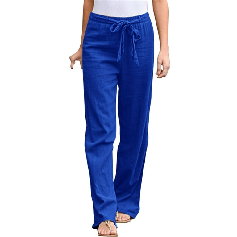 KaLI_store Sweatpants Women Womens Wide Leg Dress Pants High Waisted Work  Business Casual Flowy Trousers Blue,L