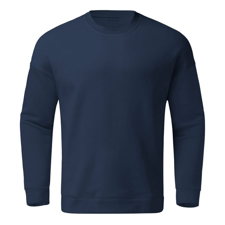 KaLI_store Sweatshirt for Men Mens Graphic Crewneck Sweatshirts Midweight  Long Sleeve Cotton Casual Pullover Sweatshirt Navy,M