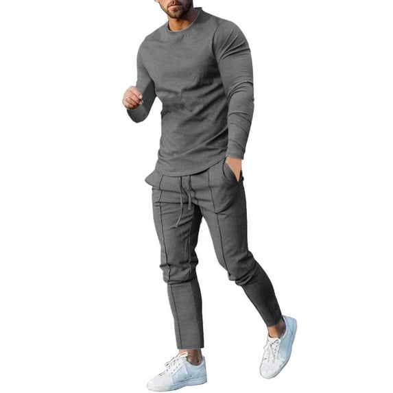 KaLI_store Sweatsuits for Men Men's Tracksuits 2 Piece Full Zip Hooded Sweatsuits Jogging Suit Sets Dark Gray,XL
