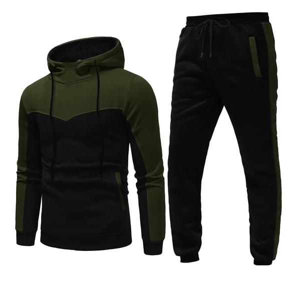 KaLI_store Sweatsuits for Men Mens 2 Piece Set Tracksuit Camouflage Sweatshirt Jogger Sweatpants Jogging Suits Sweatsuit Army Green,M