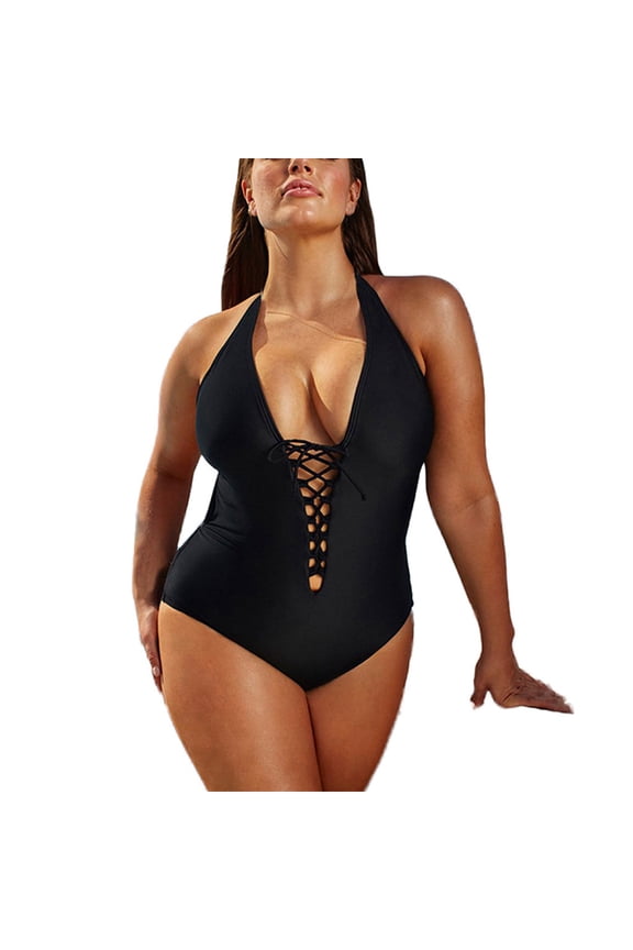 Swimsuit Women Tummy Control Womens High Waisted One Piece Swimsuit Tummy Control Bathing Suit Black,M
