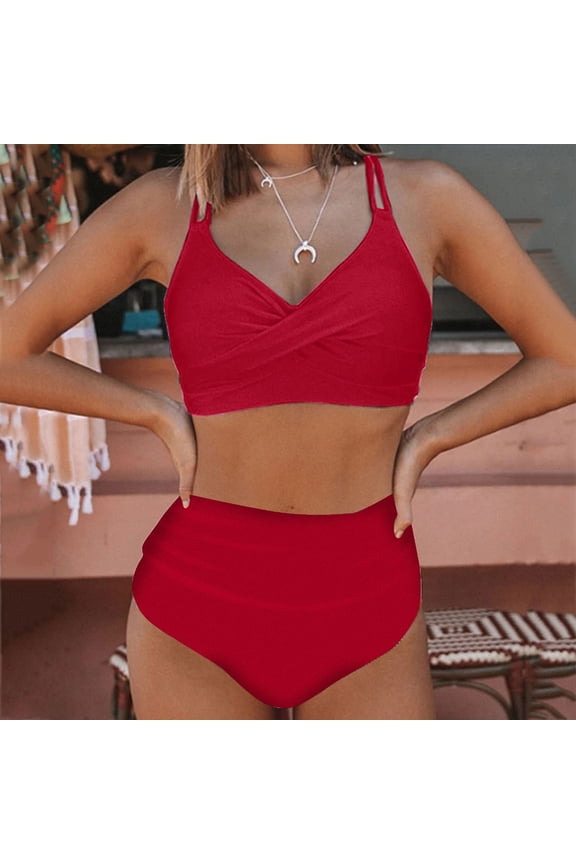 Swimsuits Tankini Bathing Suits for Women Tummy Control Swimsuit Mesh Tops 2 Piece Swim Suit Plus Size Red,XL