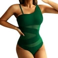 thumbnail image 1 of KaLI_store Swimsuits Women's One Piece Swimsuit High Cut Bathing Suit Ruched Drawstring Tie Side Swimwear Monokini Green,S, 1 of 5