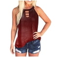 thumbnail image 1 of KaLI_store Tank Top for Women Women Tank Tops Summer Sleeveless Basic Cami Top Shirt Slim Knit Ribbed Racerback Blouses Red,XXL, 1 of 2