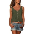 thumbnail image 1 of KaLI_store Tank Tops with Built In Bras Summer Tank Top for Women 2023 Loose Fit V Neck Lace Casual Flowy Sleeveless Tops Basic Fashion Curved Hem Army Green,XXL, 1 of 5