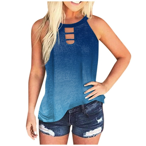 KaLI_store Tank Tops with Built In Bras Womens Plus Size Lace Stitching Tank Tops Summer Sleeveless Scoop Neck T-Shirts Tops Casual Loose Fit Tunic Shirts Blue,L