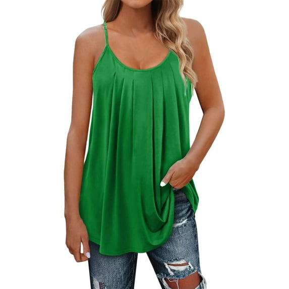 KaLI_store Tank Tops Tank Tops for Womens Summer Casual Loose Sleeveless Shirts Dandelion Letter Printed Round Neck Tees Green,S