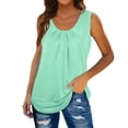 thumbnail image 1 of KaLI_store Tank Tops Women Women's Summer Tank Tops V Neck Sleeveless Ruffle Sleeve Blouse Flowy Loose Fit Basic Cute Tunic Dressy Casual Tops Green,L, 1 of 5