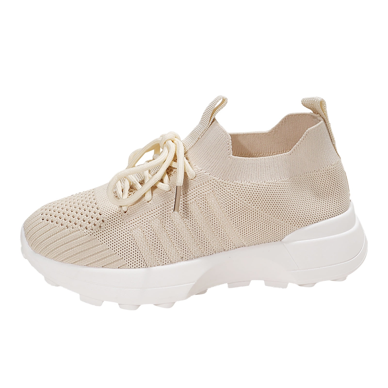 KaLI store Tennis Shoes Womens Women s Slip On Walking Shoes Lightweight Non Slip Tennis Running Shoes Fashion Sneakers for Workout Gym Ladies Beige 7