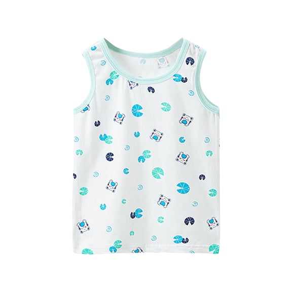 KaLI_store Toddler Boy Clothes Toddler Boys' Sleeveless Tees Cotton Casual Graphic Crewneck Top Clothes Light Blue,4-5 Years