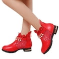 thumbnail image 1 of KaLI_store Toddler Girl Boots Girl Boots Girls Ankle Boots Flat Bootie School Shoes Red,12.5, 1 of 5